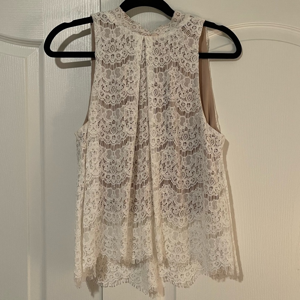 Crochet lace tank high neck